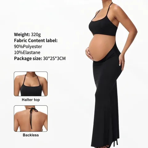 Halter Top Und Langer Meerjungfrauenrock Umstandsmode Fotografie Kleidung Polyester Spandex Slim Fit Einfarbig Sexy Elegant