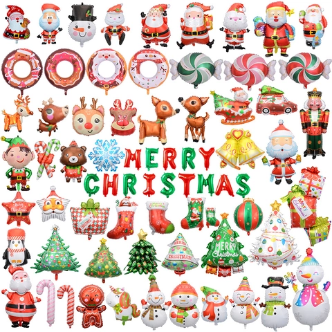 Christmas Foil Balloons Large Santa Claus Reindeer Snowman Xmas Tree Holiday Party Atmosphere Decorations Aluminum Film Mylar