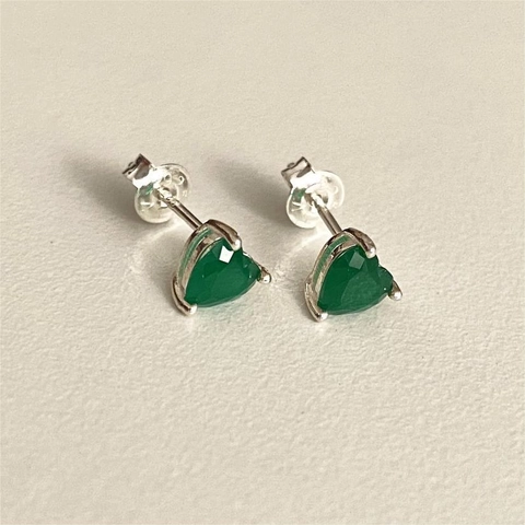 Orecchini A Cuore Con Zirconia Verde E Perno In Argento Sterling 925 Gioielli Semplici Ed Eleganti Per Donna