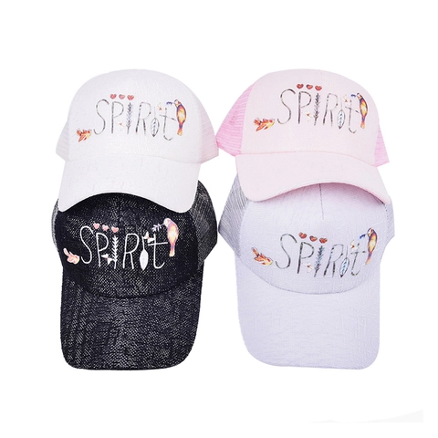 Gorra Trucker Con Estampado Letras Spirit Pájaro Corazón Malla Transpirable Algodón Béisbol Deportes Aire Libre Ajustable Snapback Sombrilla