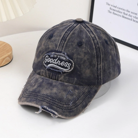 Distressed Washed Cotton Baseball Cap New York Goodness Embroidery Retro Streetwear Adjustable Sun Hat For Women