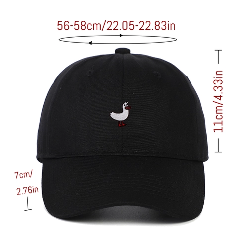 Berretto Da Baseball In Twill Di Cotone Ricamato Cigno Anatra Cupola Morbida Visiera Curva Regolabile Allaperto Protezione Solare Unisex