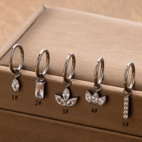 Mode G23 Titanium Oorbellen Met Zirkonia Hanger Geometrische Marquise Hart Bedeltje Oorsluiting Voor Dames Sieraden Cadeau