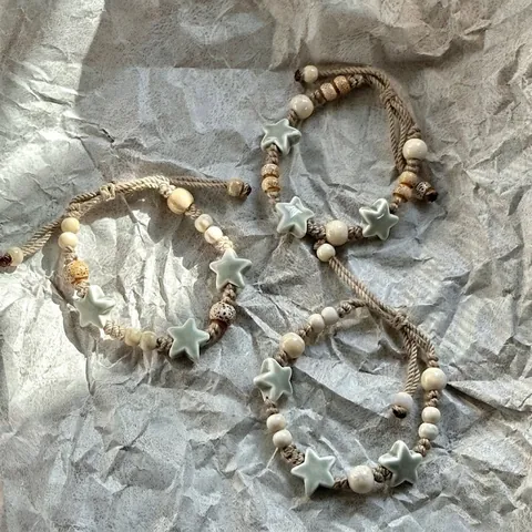 Beaded Bracelet Ceramic Beads Handmade Woven Adjustable Rope Retro Chinese Style Jewelry For Women