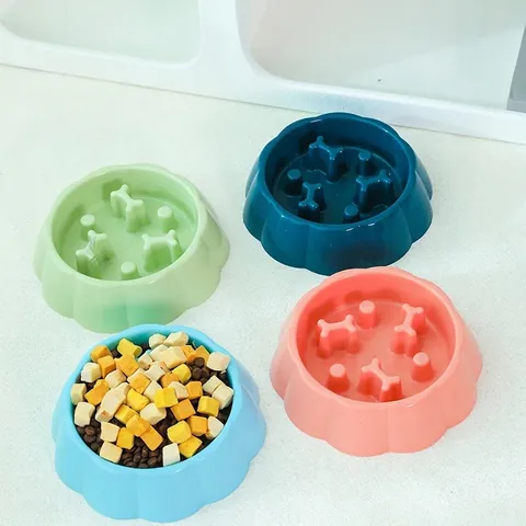 Slow Feeder Dog Bowl Anti Choke Plastic Pet Food Dish For Small Medium Puppies Cats Bloat Prevention Pet Feeding Supplies