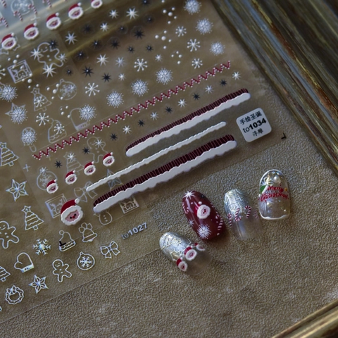 Christmas 5D Embossed Nail Art Stickers Self Adhesive Gingerbread Man Snowflake Santa DIY Manicure Decoration Thin Tough
