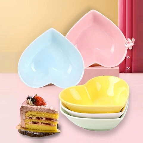 Herzförmige Keramikschale Porzellan Dessert Snack Salat Obst Servierteller Buntes Geschirr Mikrowellenfest Home Kitchen Dekor