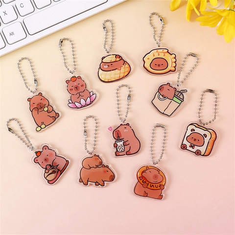 Portachiavi In Acrilico Capybara Cartone Animato Carino Ciondolo Per Borsa Animale Kawaii Con Catena A Sfere