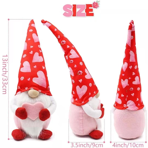 Valentine's Day Heart Gnome Plush Doll Rudolf Faceless Ornament Desktop Decor Fabric Soft Gift Pink Red