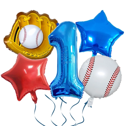 Baseball Theme Balloons Mylar Foil Glove Star Number Shape Decorations Birthday Sports Party Supplies Decor For Kids Boys