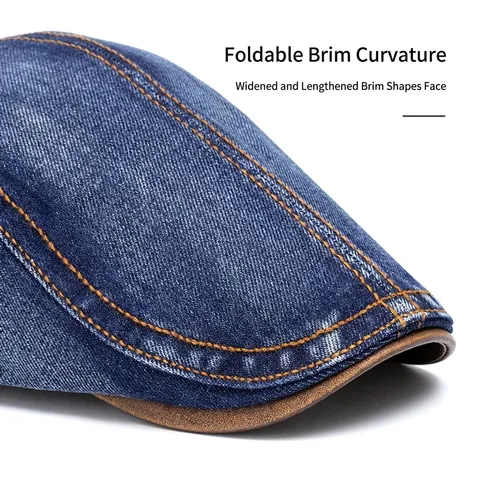 Casquette Plate En Denim Lavé Vintage Pour Hommes Et Femmes Boucle Métallique Réglable Coton Ivy Hat Style Britannique