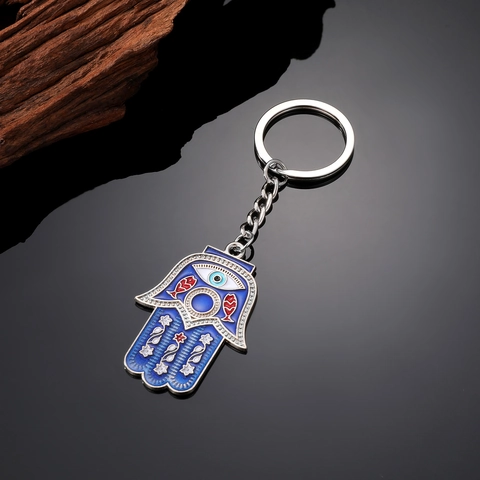 Hamsa Hand Böser Blick Schlüsselanhänger Blaues Glas Legierung Schutz Böhmisch Quaste Anhänger Tasche Glücksbringer