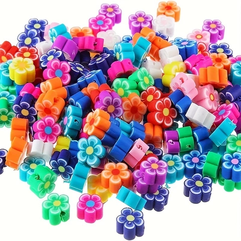 Flower Shaped Polymer Clay Beads For DIY Jewelry Making Mixed Color Floral Loose Beads For Bracelets Necklaces
