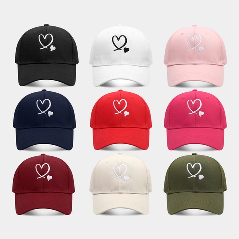 Heart Embroidery Cotton Baseball Cap Fashion Casual Adjustable Sun Hat For Men Women Couples