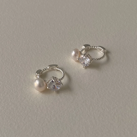 Huggie Earrings With 925 Sterling Silver Earring Post Zircon And Artificial Pearl Elegant Korean Ins Style Minimalist For Women
