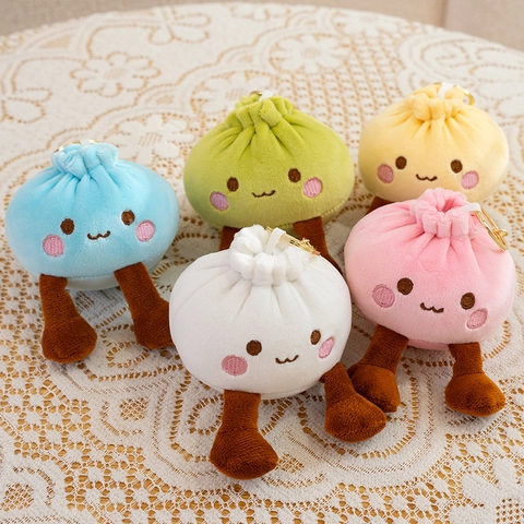 Porte-clés En Peluche Mignon En Forme De Petit Pain Pendentif Jouet Rembourré Avec Anneau Métallique Pour Sac
