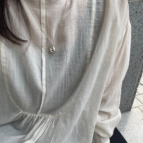 Collana Con Pendente A Sfera Rotonda Minimalista In Argento Sterling 925 Geometrico Lucidato A Specchio Per Donna