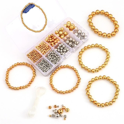 Diy Produzione Di Gioielli Perline Plastica Metallica Rotonde Alfabeto Perline Cordino Elastico Per Bracciale Artigianato