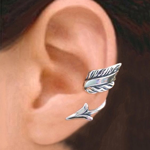 Arrow Feather Ohrmanschette Kupfer Nicht Durchbohrte Knorpelohrringe Vintage Bohemian Stil Schmuck