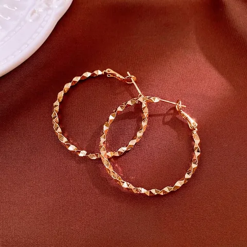 Pendientes De Aro Facetados De Cobre Con Pasador De Plata De Ley 925 Joyería Geométrica Irregular Minimalista