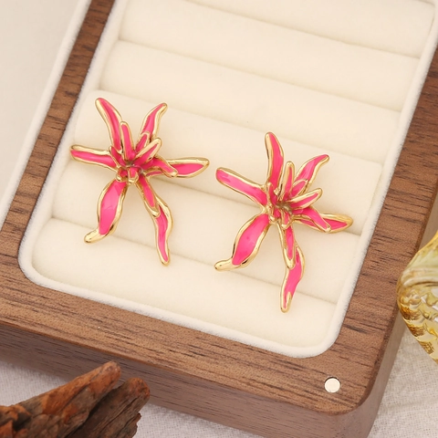 3D Blumen Ohrstecker Emaille Floral Edelstahl Ohrschmuck Für Damen Eleganter Western Stil Süße Ästhetische Accessoires