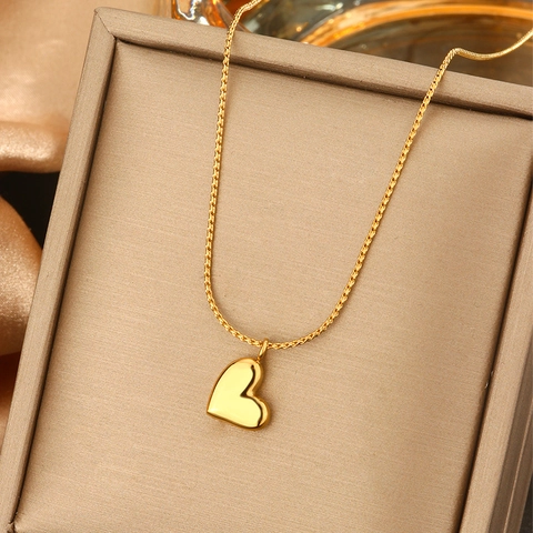 Minimalistische Titanstahl Herz Anhänger Halskette Für Damen Gold Silber Galvanisiert Eleganter Schmuck Romantisches Geschenk