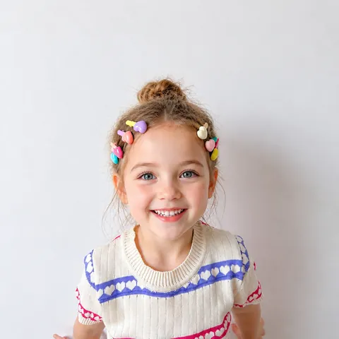 Kids Hair Clips Colorful Candy Colors Plastic Resin Heart Star Shape Duckbill Barrette For Girls Student Cute Accessory