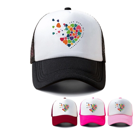 Trucker Hat Mesh Baseball Cap Für Damen Mit Herzprint Und Slogan Verstellbare Snapback Atmungsaktiver Baumwolle Sonnenschutz