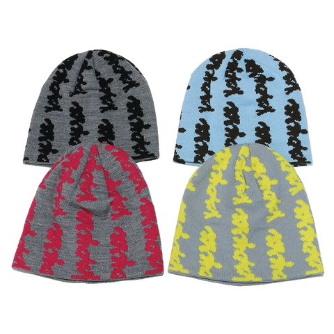 Knitted Beanie Hat Acrylic Letter Jacquard Streetwear Warm Hip Hop Skull Cap For Unisex Casual Winter Headwear
