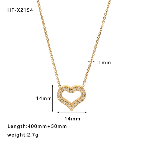 18K Vergoldet Edelstahl Hohl Herz Anhänger Halskette Elegante Minimalistische Schmuck Für Frauen Mit Zirkonia