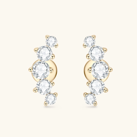 Moissanite Curved Smile Row Stud Earrings With 925 Sterling Silver Earring Post D Color VVS1 Gemstone Jewelry For Women