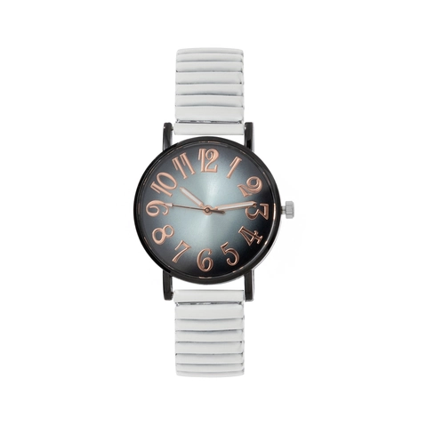 Damen Quarzuhr Edelstahl Elastikband Große Arabische Ziffern Minimalistisch Farbverlauf Zifferblatt Mode Armbanduhr