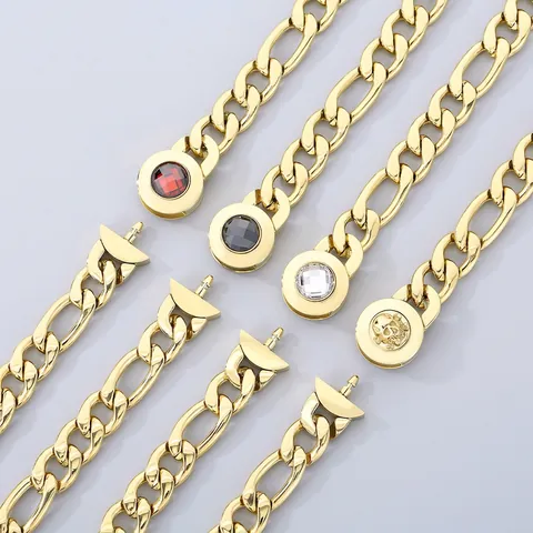 Collana Catena Figaro Da Uomo In Acciaio Inossidabile Con Chiusura A Teschio In Cristallo Gioielli Hip Hop Stile Punk