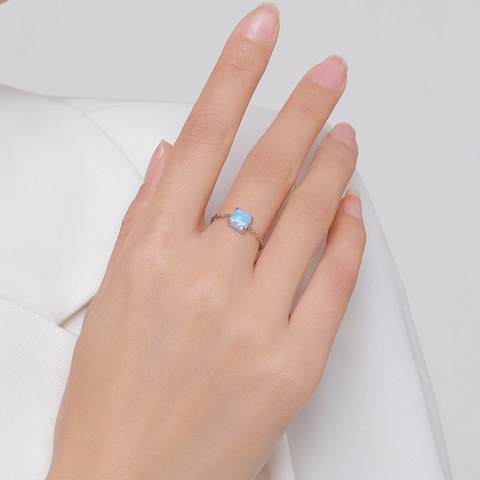 925 Sterling Silber Opal Ring Verstellbare Kette Schiebeperle Minimalistischer Schmuck Für Damen Bunt Formen