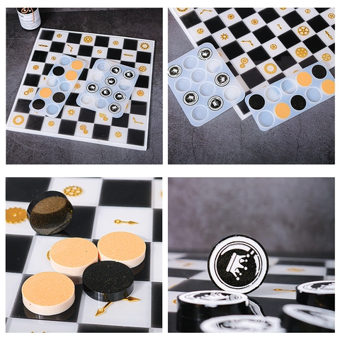 Chessboard Chessmen Silicone Molds Crown Pattern For Epoxy Resin Casting DIY Handmade Board Game Crafts