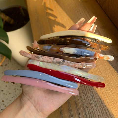 Pinza de Pelo de Acetato de Celulosa Vintage Peculiar Grande Teléfono Retro Reloj Derretido Dinero Patrón Floral Pinzas de Pelo para Mujer Diario