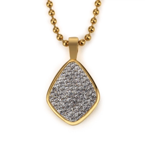 Teardrop Pendant Necklace Stainless Steel Paved Rhinestones Hip Hop Ball Chain Jewelry For Men And Women