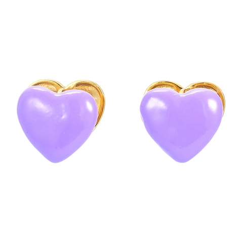 Korean Style Heart Shaped Enamel Stud Earrings For Women Copper Zirconia Inlaid Sweet Minimalist Jewelry Gold Silver Plated