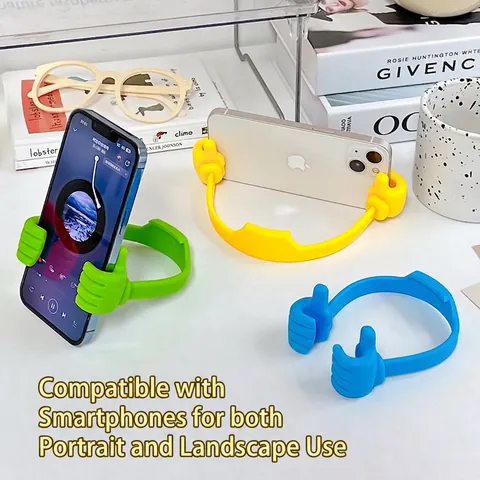 Thumbs Up Shape Phone Holder Portable Flexible Plastic Desktop Tablet Stand For Universal Mobile Devices Office Home Use
