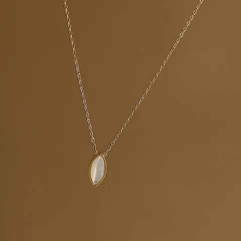 Collana Pendente Conchiglia Bianca Marquise Acciaio Inossidabile Titanio Placcato Oro 18K Vintage Catena Clavicola Minimalista Gioielli