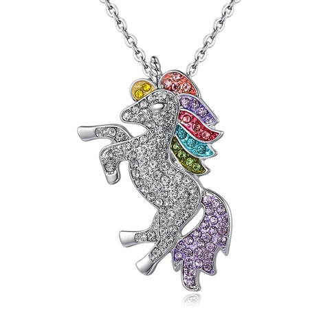 Gioielli Unicorno Lega Colorati Strass Arcobaleno Ciondolo Collana Bracciale Anello Orecchini Regalo Ragazze Accessori