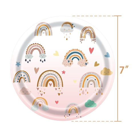 Boho Rainbow Birthday Party Tableware Plates Cups Napkins Tablecloth Banner And Cutlery Paper Plastic Decorative Supplies