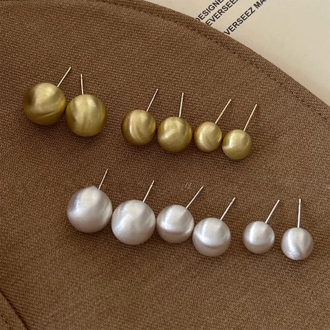 Orecchini A Bottone A Sfera Spazzolata Con Perno In Argento Sterling 925 Geometrici Tondi Minimalisti Gioielli Da Donna