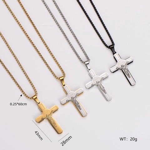 Jesus Kruzifix Kreuz Anhänger Halskette 304 Edelstahl Religiöse Sankt Benedikt Hip Hop Schmuck Retro Stil