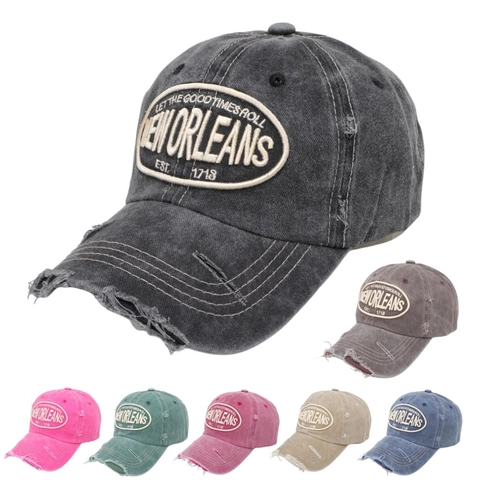 Vintage Washed Cotton Baseball Cap For Women Men Distressed Worn Design Letter Embroidery Sunshade Adjustable Sporty Hat
