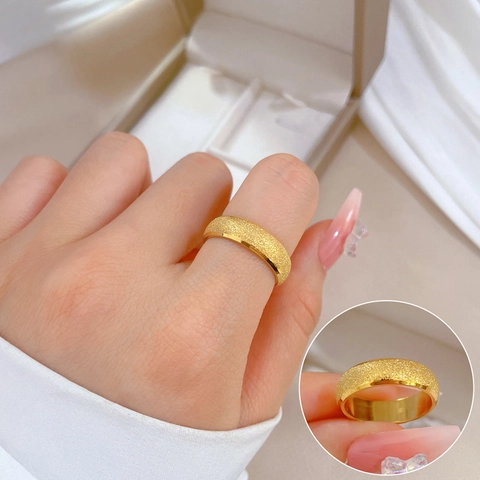 Anello Minimalista In Acciaio Al Titanio Smerigliato Fascia Geometrica Sabbiata Interno Lucido Gioielli Per Donne Uomini