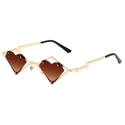 Gafas De Sol Con Forma De Corazón Montura De Metal Irregular Estilo Cyberpunk Hip Hop Protección UV400 De Moda