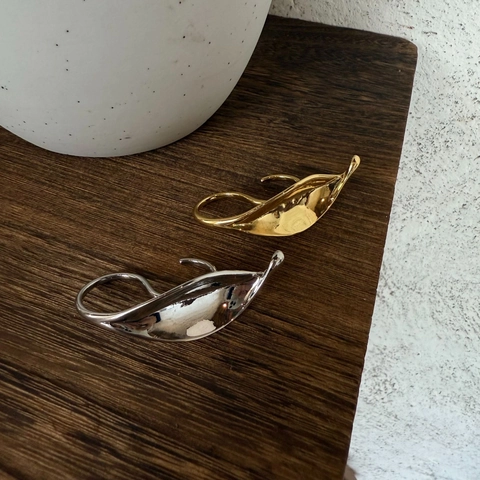 Leaf Shape Ring Copper Polished Metal Exaggerated Organic Sculptural Open Adjustable Statement Jewelry For Women