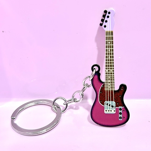 Llavero De Guitarra Acero Inoxidable Mini Colgante De Instrumento Musical Accesorio Bajo Colorido Regalo De Música