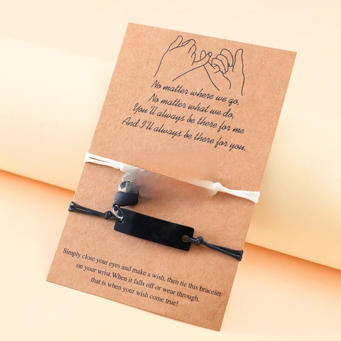Bracciale Coppia Cuore Magnetico in Acciaio Inossidabile Corda Intrecciata a Mano Regolabile Infinito Lettera Incisa Amore Gioielli Uomo Donna Regalo San Valentino